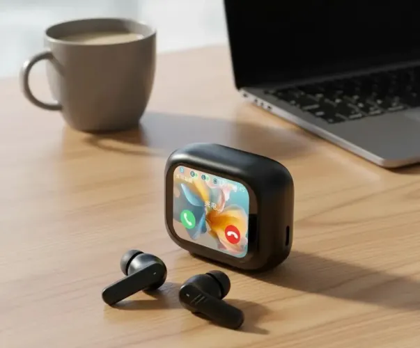 Fone sem fio Bluetooth ANC Tela TOUCH led LX10 Pbuds preto
