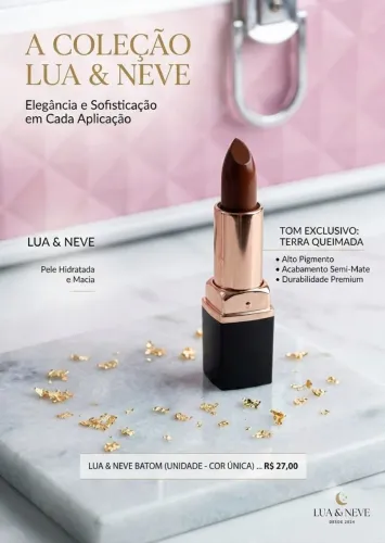 Batom Matte Lua & Neve - Alta Pigmentação e Longa Duração