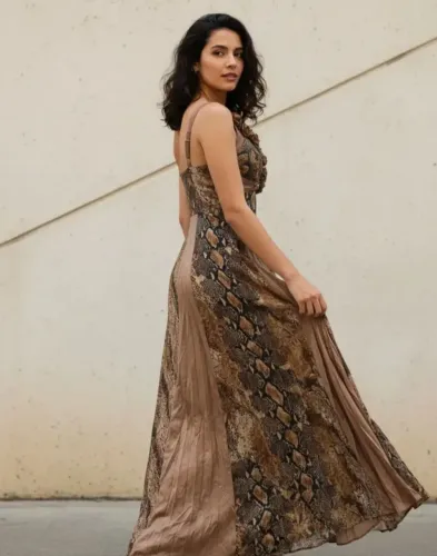 Vestido Estampado Marrom