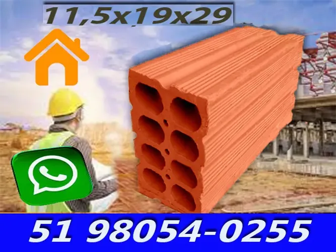 Tijolos 8 Furos 11,5x19x29