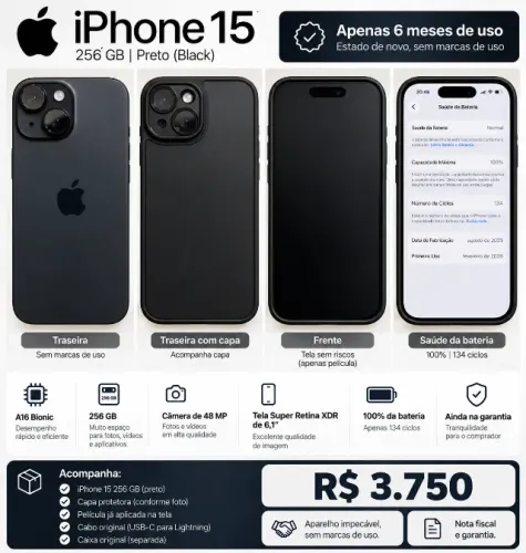 Vende-se Iphone 15 256GB