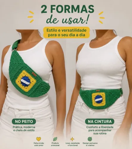Pochete de crochê do Brasil 