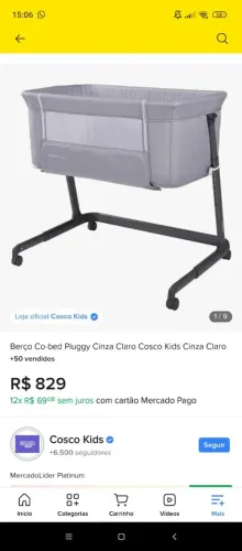 berço co-bed pluggy cinza claro cosco kids