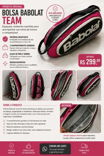Bolsa Babolat Team Original - Raquetes de Tênis - 3 Compartimentos