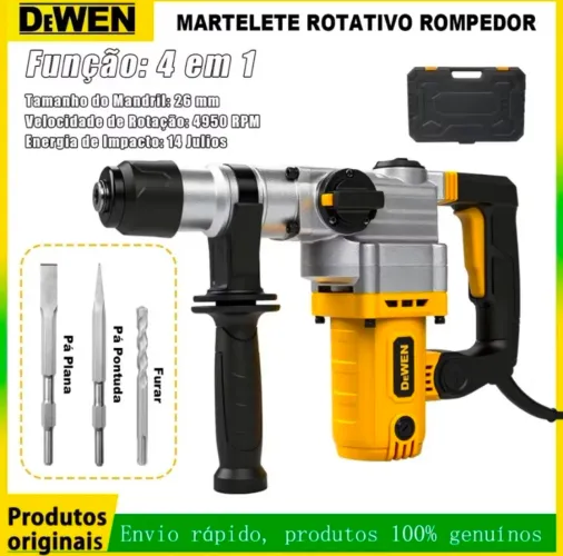 Martelete Rotativo Rompedor 4x1 bivolt mandril 26mm