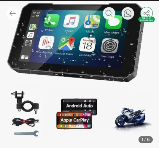 Central Multimídia Moto 5" CarPlay Android Auto Bluetooth - NOVA, Completa