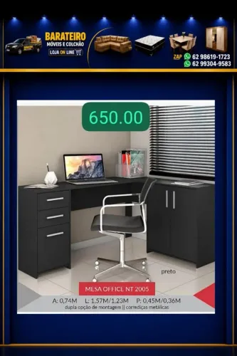 Escrivaninha em L preta