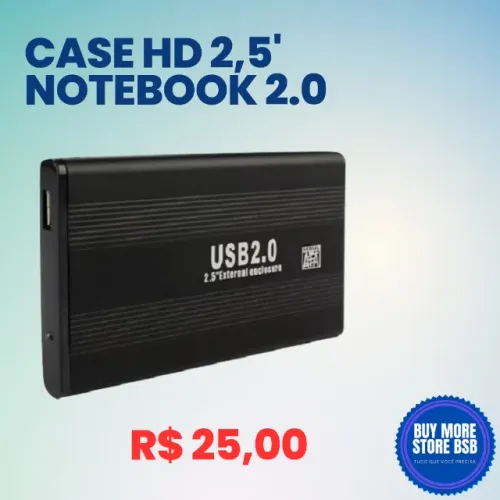 Case De Gaveta Usb 2.0 Hd 2.5/SSD Sata Externo - Alta Qualidade