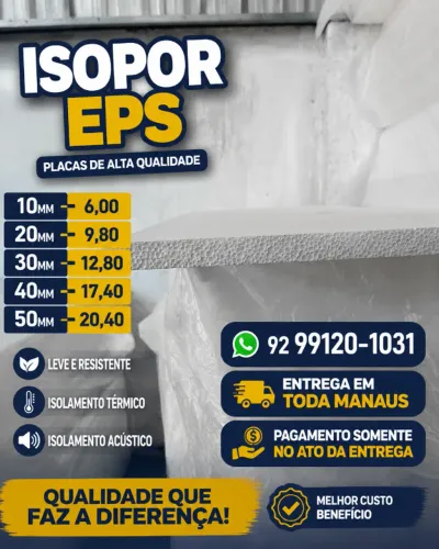 ISOPOR EPS ANTI CHAMAS PARA PAREDE E FORRO