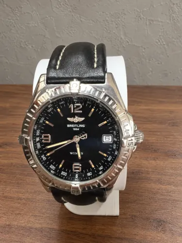 Relógio Breitling Wings A10050 Automático Aço 38mm Preto Safira Original Full Set
