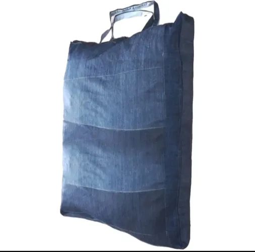 Sacolão Em Retalhos Jeans Grosso 120 Litros 72x52x32 Ref:495