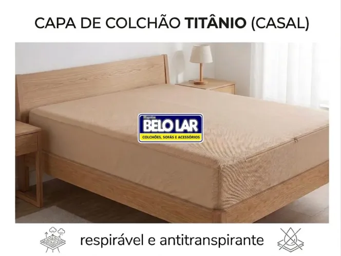 Capa para colchão casal em malha cor bege