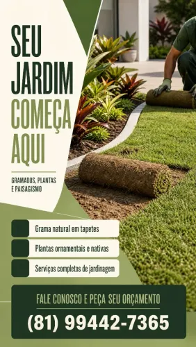 Grama, plantas e serviços de jardinagem e paisagismo