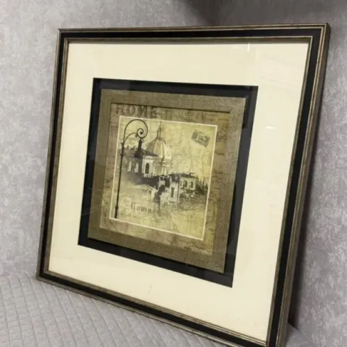 rome - quadro 65x65 cms metal & madeira