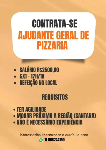 VAGA AJUDANTE DE COZINHA
