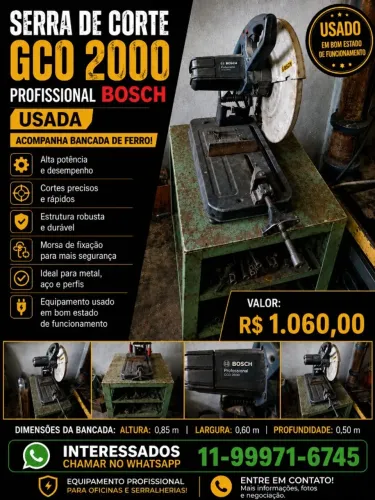 SERRA DE CORTE  GCO - PROFISSIONAL 2.000 BOSCH C/ BANCADA DE FERRO