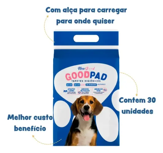 Tapete Higiênico Premium Pet 30un 60x60cm Alta Absorção Cães Gato