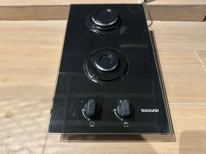 Fogão Cooktop 2 Bocas Vidro Preto À Gás Suggar Fg200 Preto