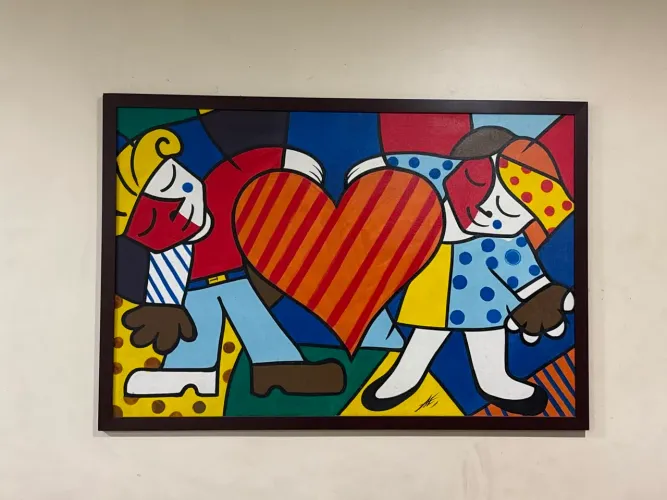 Quadro em Tela Estilo Romero Britto 125x85cm com Moldura