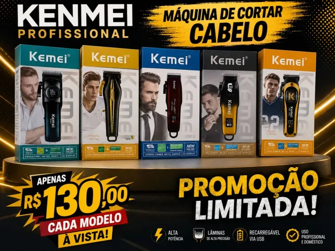 Maquina de cortar cabelo kemei profissional promoção