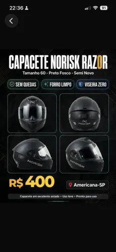 Capacete norisk razor