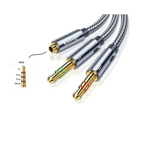 Cabo Splitter Macho Fêmea Essager Fone De Ouvido e Microfone