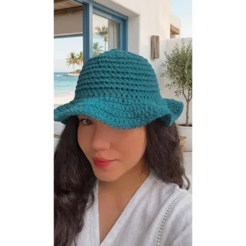 Chapéu de Crochê Bucket Hat Artesanal Verão/ Praia