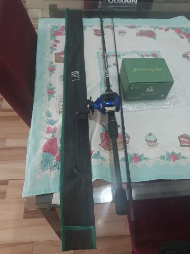 Kit Pesca Completo Carretilha toda em Metal Cabe muita linha com Vara 1.80 2 partes EVA !!