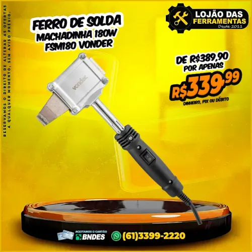 Ferro de Solda Machadinha 180w Fsm *0 Vonder