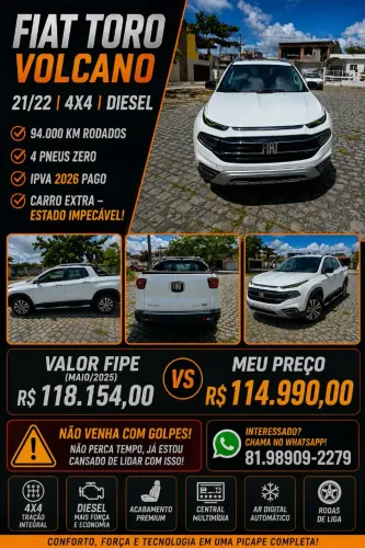 Fiat Toro Volcano 2.0 16V 4X4 TB Diesel Aut. 2022
