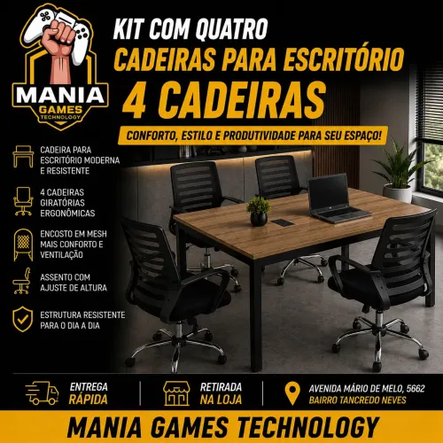 Kit com 4 cadeiras para escritório