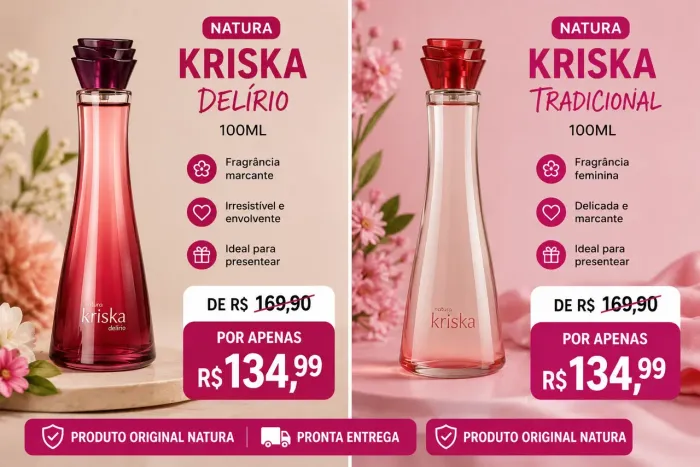 Perfumes Kriska Delírio e Kriska Tradicional 100ml Original