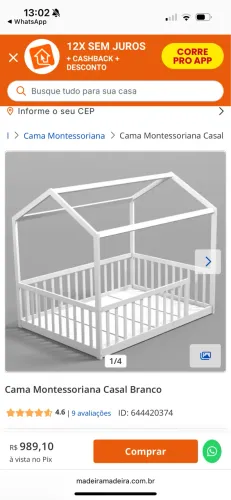 Cama montessoriana embalada nunca usada