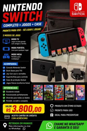 Nintendo Switch, videogame, console, portátil, jogos, PS4, Xbox, gamer