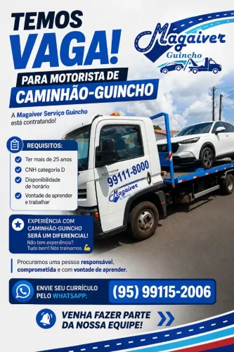 Vaga para motorista de caminhão-guincho