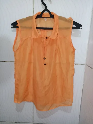 Camisa Laranja Neon transparente Feminino M