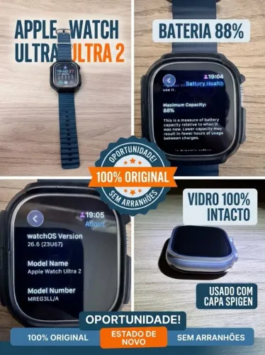 Apple Watch Ultra 2 - Impecável! Vidro sem riscos (Sempre com capa)