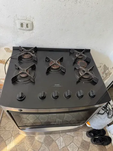 Fogão Consul 5 Bocas Inox com Mesa de Vidro - Forno Funcionando Bem