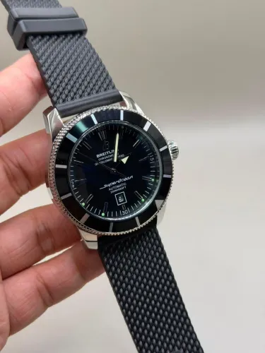 Relógio Masculino Breitling Superocean Automatic Preto Prem AAA+ Pulseira Borracha