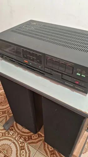 Aparelho de Som Philco Hitachi Vintage + Caixas de Som + Adaptador para Celular