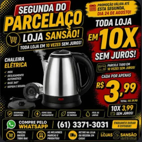 Chaleira Elétrica Inox com Desligamento Automático - Lojas Sansão