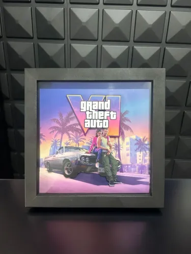 Quadro GTA 6 3D Artesanal 20x20cm