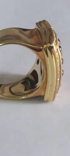 Anel ouro brilhantes safira retângular 