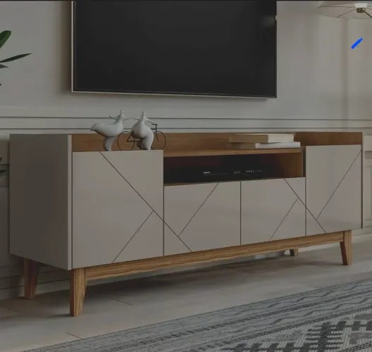Rack Retrátil Adria Casa D com nicho central e 4 portas