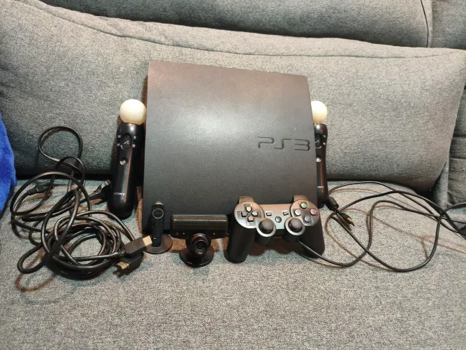 PS3 SLIM DESBLOQUEADO CFW HD 500GB COM JOGOS + 2 PS MOVE + PS EYE + PS MIC + CONTROLE 