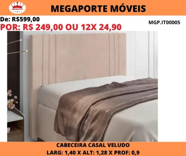 Cabeceira Ferrara Casal 1,40 Veludo
