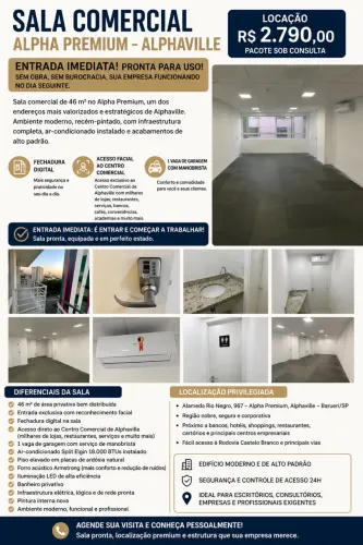 SALA COMERCIAL PREMIUM | ALPHA PREMIUM | ALPHAVILLE | 46m²