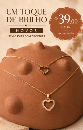 Colar Coração Zircônia Semijoia