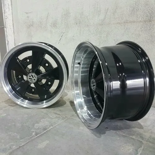Roda aro 15 Escarabajo Preta com diamantado duas talas VW fusca 5 furos jogo