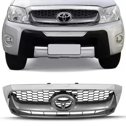 Grade Radiador Cinza Com Friso Cromado Hilux 2009 2010 2011